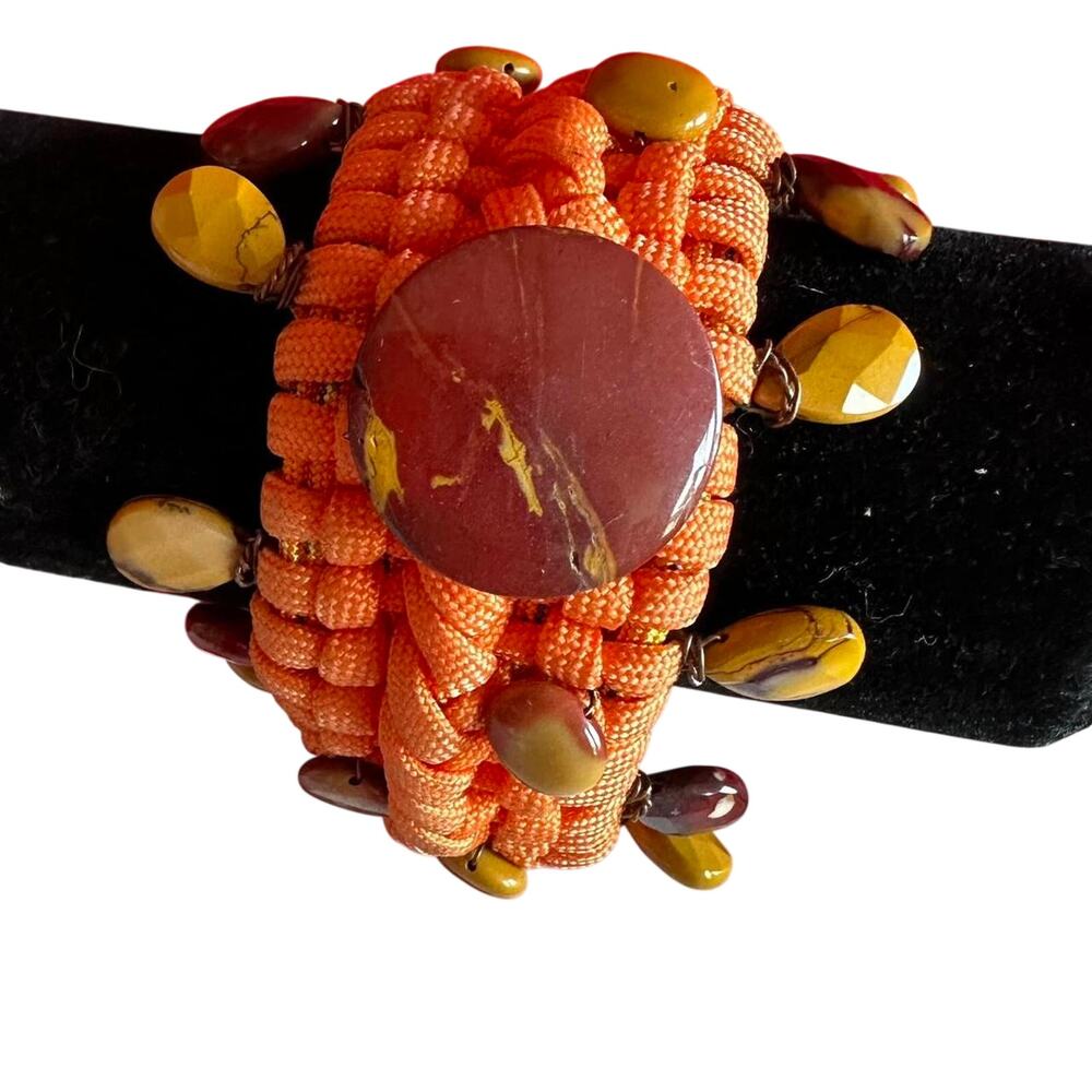 Paracord Bracelet with Stones Orange Stay Ready So You Don't Have to Get Ready